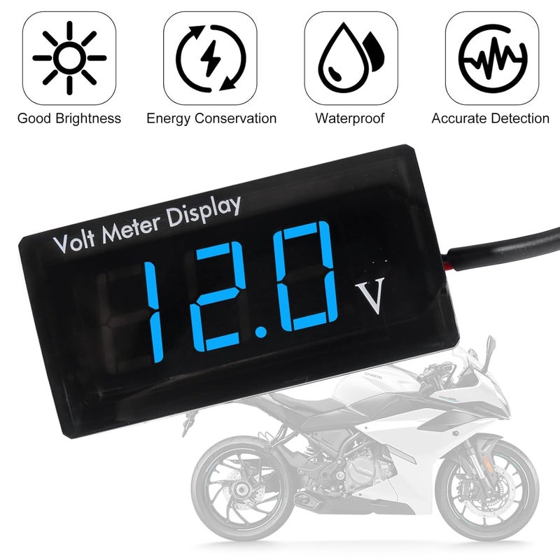 XIITIA DC 12V Car Digital Voltmeter LED Display DC 5-28V Voltage Volt Meter Waterproof Gauge for Car Motorcycle (Blue) - Image 5